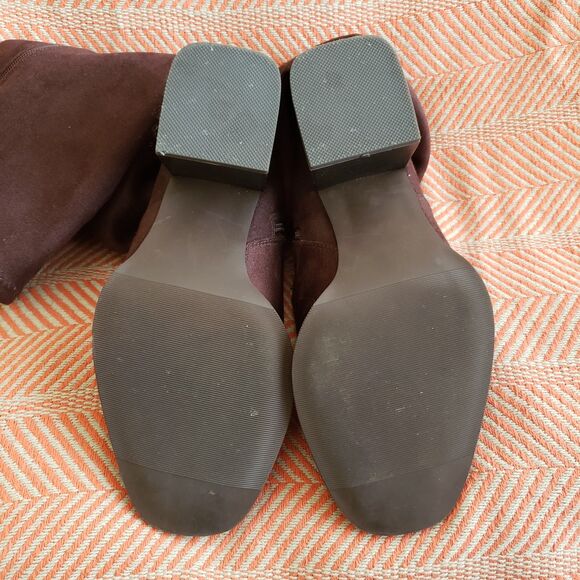 Torrid Knee High Brown Faux Suede Heeled Boots Sz 10 WW Wide Width Western/Boho - Picture 4 of 4